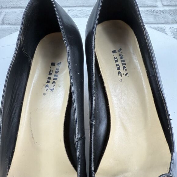 Valley Lane Vintage Women's 9 Wide Black Leather Lace Up Goth Victorian Pumps - Picture 11 of 13
